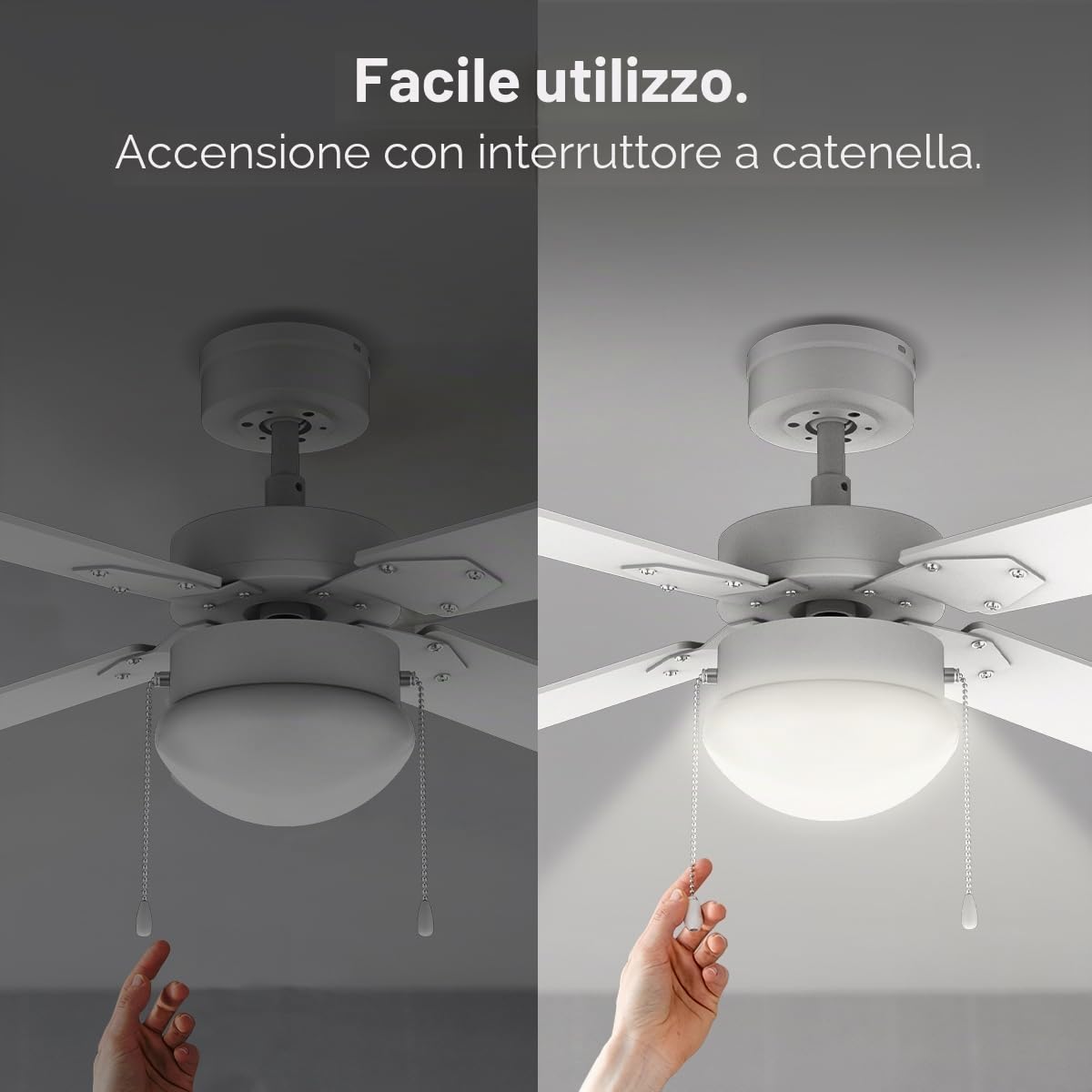 Cecotec - Ventilatore da Soffitto con luce EnergySilence Aero 450 FullWhite 50 W, 106 cm, 3 Velocità, 4 Pale Reversibili e Modalità Inverno-Estate