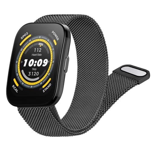 Meliya Band for Amazfit Bip 5 Band Women Men Women Men, 22mm Stainless Steel Metal Replacement Bands for Amazfit Bip 5 Smart Watch