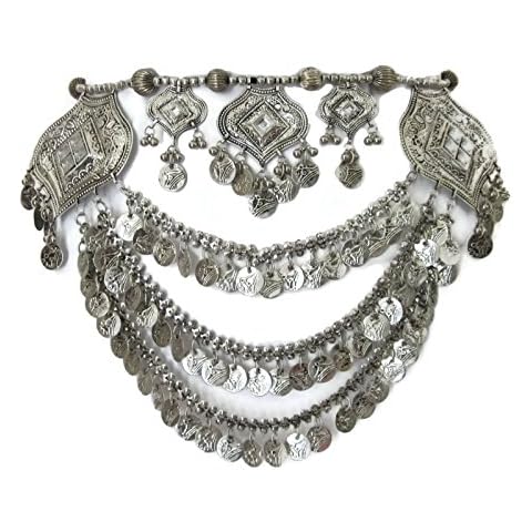 IndiaStop Tribal Boho Metal Coin Chain Womens Belt Handmade Belly Dance Gypsy Hippie Festival Ladies Female Waist Jewelry Cover