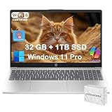 HP 15.6 Touchscreen Laptop Computer for Business & Student, w/Office Lifetime, Intel 13th Gen Core i3(Up to 4.5GHz), HD Touch Display, 32GB RAM, 1TB SSD, AI Copilot, Win 11 Pro, External DVD Drive