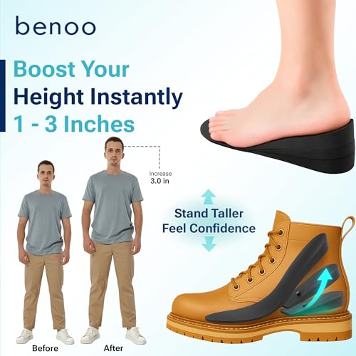 Image of Height Increase Insoles for Mens Shoes (1 to 3 inch Boost) Adjustable 3 Layer Height Booster Inserts to Make You Instantly Taller, Heel Lifts (Mens 7-9.5)