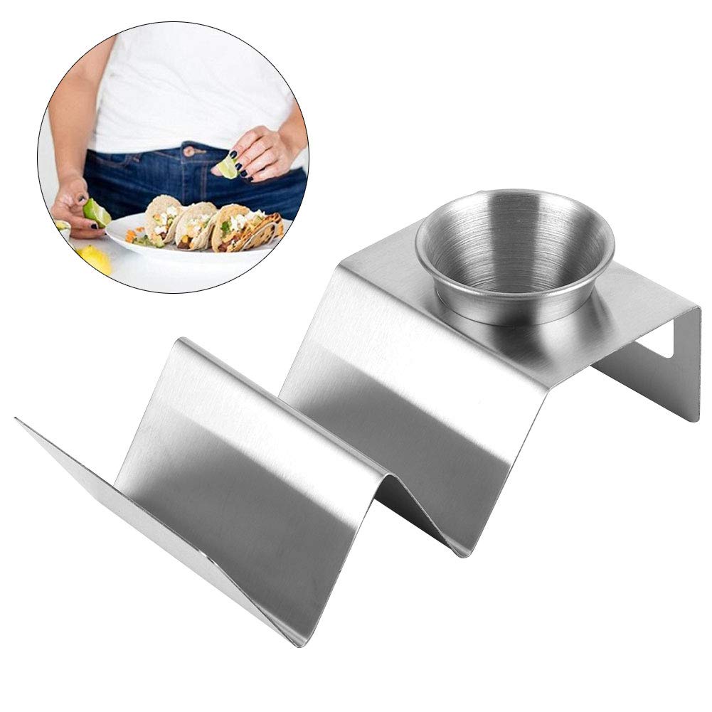 Stainless Steel Taco Holder, Taco Stands Taco Rack Pancake Stand Rack with Sauce Cup, Home Kitchen Restaurant Buffet Tools