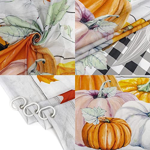 Ecotob Autumn Fall Shower Curtain Thanksgiving Bathroom Accessories Black And White Plaid Pumpkin Shower Curtain Grey Rustic Bathtub Curtains Gnome Kids Bathroom Decor 12 Hooks 72X72 Inch #TOP4