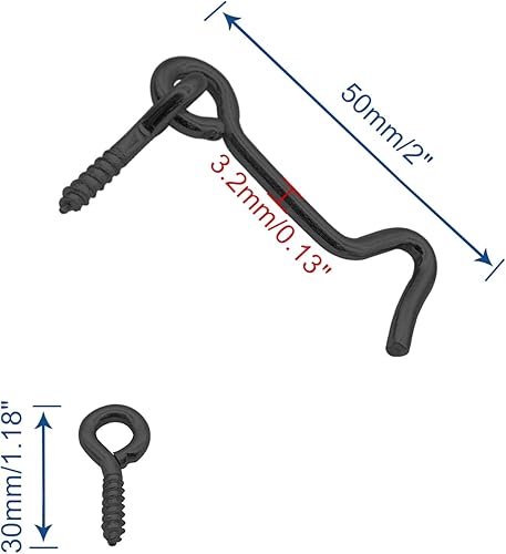 Miniatura 2 de Waziaqoc Pestillo de gancho y ojal de 2 pulgadas (5 unidades), cerradura de puerta de granero de hierro resistente, cerradura de privacidad,