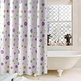 BBOLIVE Decorative PEVA Shower Curtain Liner Set with 12 Plastic Hooks - 72" W x 72" H Waterproof Ba
