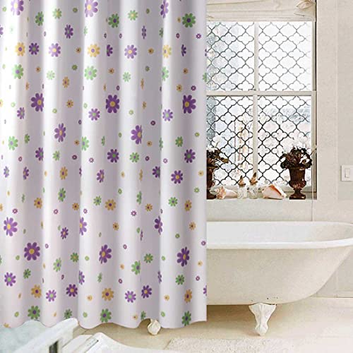 Bbolive Decorative Peva Shower Curtain Liner Set With 12 Plastic Hooks - 72" W X 72" H Waterproof Bathroom Shower Curtain Set With Durable Metal Grommets (Rainbow Flower) #TOP1