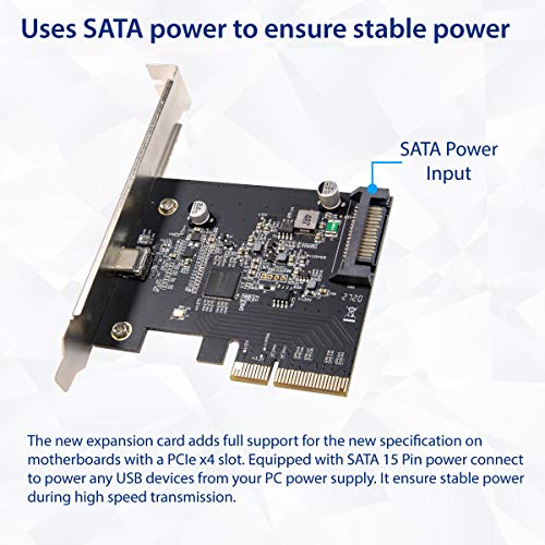 Image of IO CREST USB-C 3.2 Gen 2x2 Type-C 20 Gbps PCI-e Gen 3 x4 Expansion Card SATA Powered ASMedia ASM3242