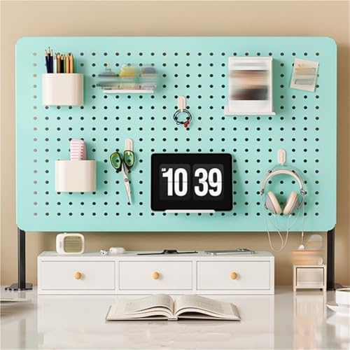 JYNDKQLB Table Standing Storage Pegboard, Partition Shelves with Accessories, Metal Pegboard Organizer, Display Pegboard for Study, Office and Kitchen(Green,15.8 * 23.6in)