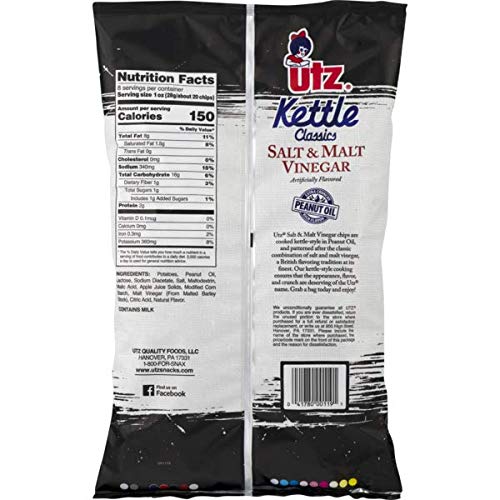 Utz Kettle Classics Potato Chips Salt Malt Vinegar