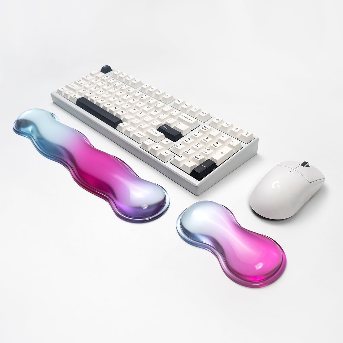 Gel Keyboard and Mouse Wrist Rest Set – Clear Orange Wrist Rest for Computer Keyboard 60%/68%/75%, Keyboard Cushion, Comfort & Support for Typing and Gaming