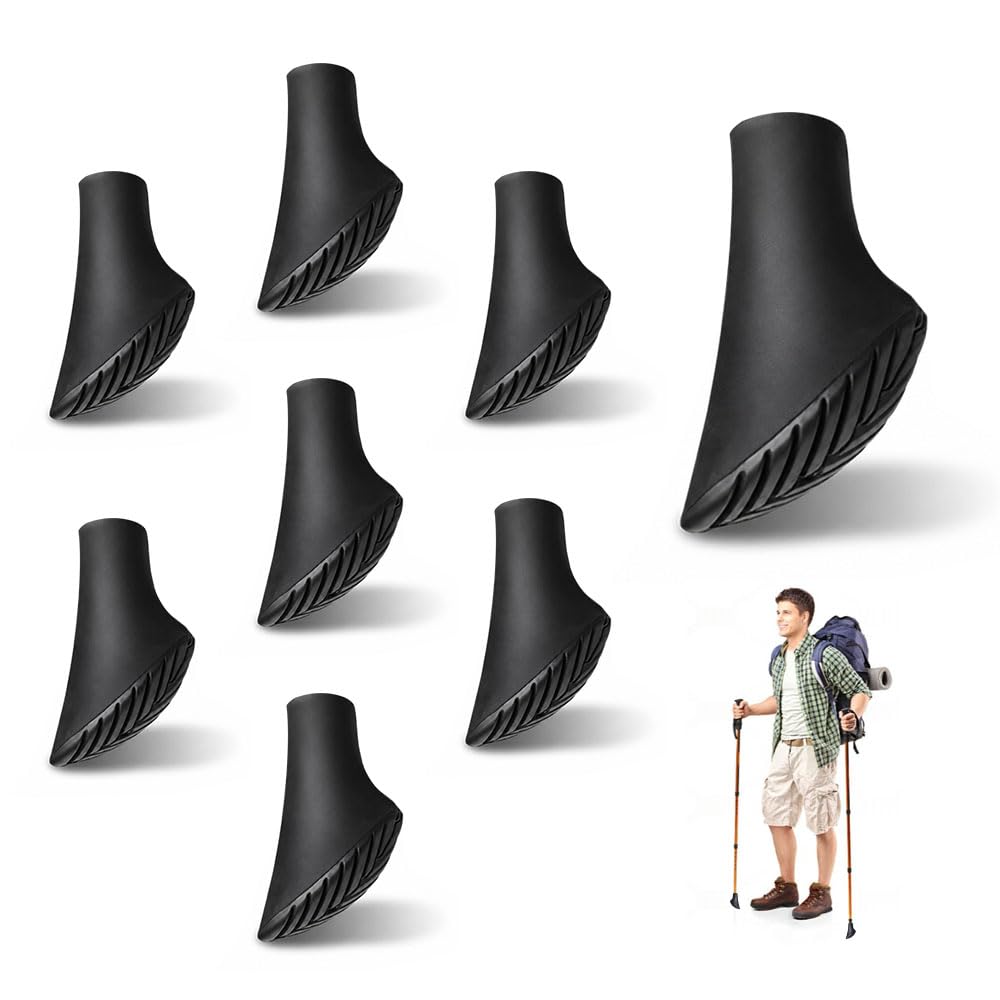 8 Pezzi Gommini per Bastoncini Trekking 1.1 CM,Copri Punte in Gomma per Bastoncini Passeggio,HMCEY Pad Nordic Walking,Tappi Punta per Bastoncini,Tampone Stampelle Antiscivolo per Asfalto, Montagna