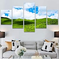 SIGNWIN 5 Panel Canvas Wall Art Modern Art Expressive Farmhouse/Country Landscape Mountain Top Multicolor Photography for Home Decorations Ready to Hang - 60