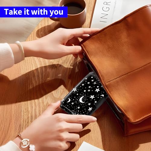 Credit Card Holder, Mini RFID Aluminum Wallet, Cute Slim Business Hard Card Case, Universal Metal Card Wallet for Women Men Luxuious Moon2