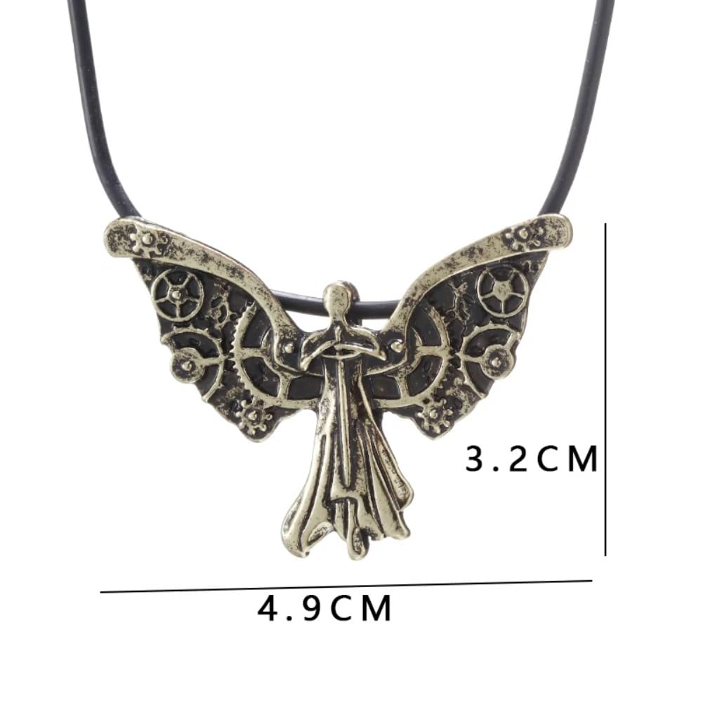NLIEOPDA Clockwork Angel Pendant Necklace - Inspired by Literary Works - Steampunk Book Lover Jewelry Gift