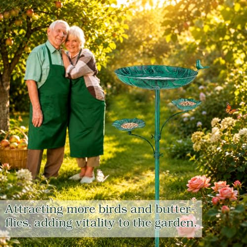 Image of Metal Bird Bath for Outside, Triple Birdbath Feeder Bowl for Outdoor