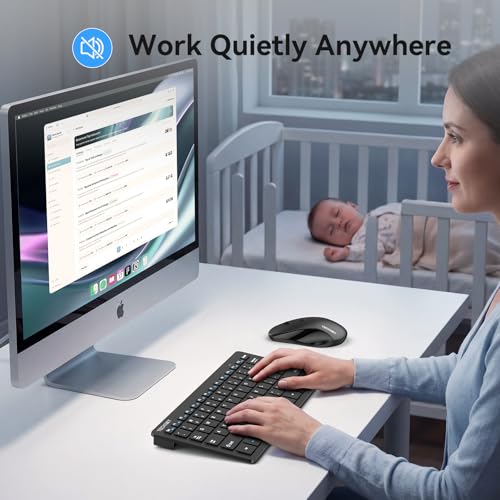 Image of TECKNET Wireless Keyboard and Mouse Combo, 2.4G Mini Cordless Computer Keyboard and Mouse Set, Silent Adjustable 1600 DPI, Quiet Click, Lag-Free for Computer, Laptop, PC, Windows, Mac, Chrome OS