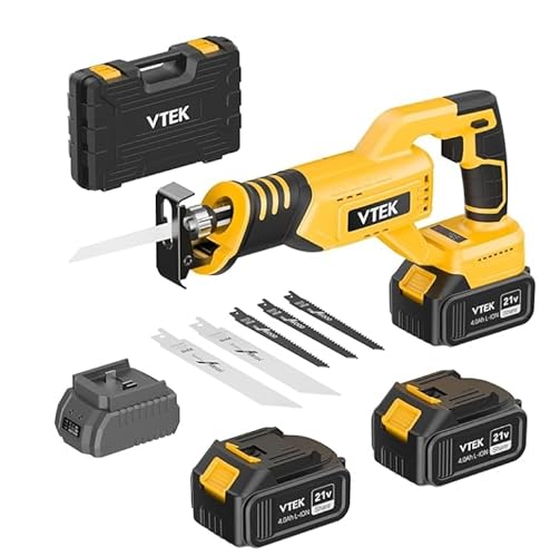 VTEK Brushless Cordless Reciprocating Saw, 0V Cordless Reciprocating Saws 3 Variable Speed, -3000RPM Reciprocating Saws for Woods/Metal/Plastic Cutting