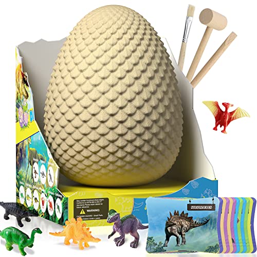 Dinosaur Egg - Jumbo Dino Egg Dig Kit - Dinosaur Toys - 12 Unique Surprise Dinosaurs Excavation Egg Archeology Educational Science STEM Toy, Best Crafts Gift for Boys Girls