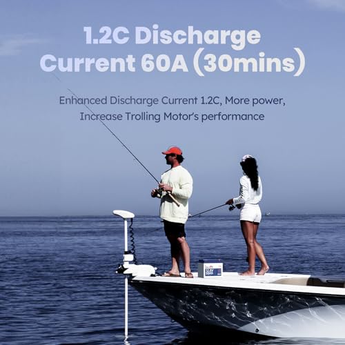 Image of Timeusb 12V 50Ah Trolling Motor LiFePO4 Lithium Battery with Low-Temp Protection, 15000 Deep Cycle, Max. 60A Current at 30mins, 12V Battery for 20~70lb Boat Motor, Fish Finder, Instrument Panel etc.