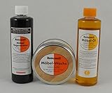 Renuwell Spar-Set Möbel Öl 500 ml + Regenerator 500 ml + Möbel-Wachs 500 ml