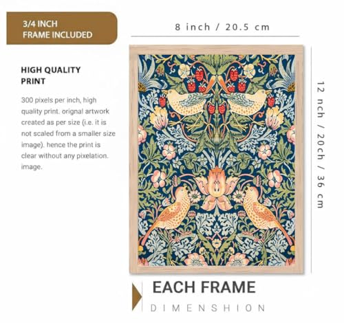 Image of BLINKART Wiliam Moris Aesthetic Modern Art Walls With Frame | Natural Wood Texture | Living Room Bedroom Office Wall Decoration | Poster Home Decor Frames Wall Bedroom | 12x8 Inches (D393)