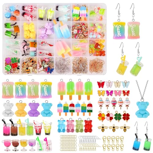 Jodimitty 245 PCS Earring Making Kit 16 Colors Candy Bear Butterfly Charms