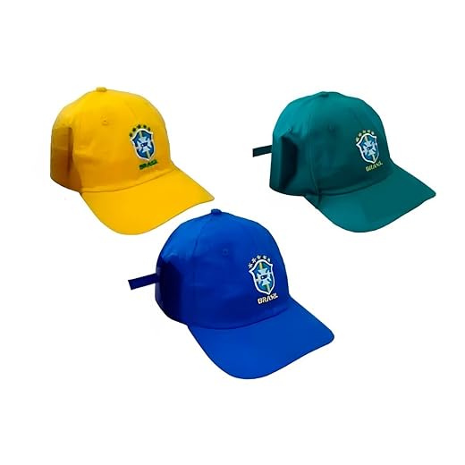 Boné Aba Curva Regulável, Seleção Brasileira, Copa do Mundo, Eventos Esportivos e Passeio, Algodão, 56-62cm