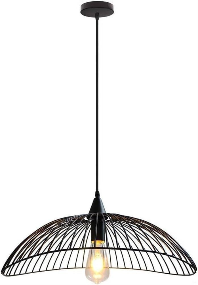 Lustre de plafond industriel E27 avec abat-jour creux demi-ronde en métal vintage