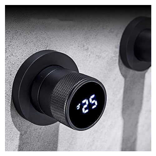 Robinet lavabo mural laiton double commande mitigeur affichage numérique noir