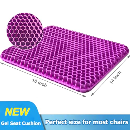 Image of Helishy Gel Seat Cushion, Double Thick Egg Gel Cushion for Pressure Pain Relief, Breathable Wheelchair Cushion Chair Pads for Car Seat Office Chair (Violet)