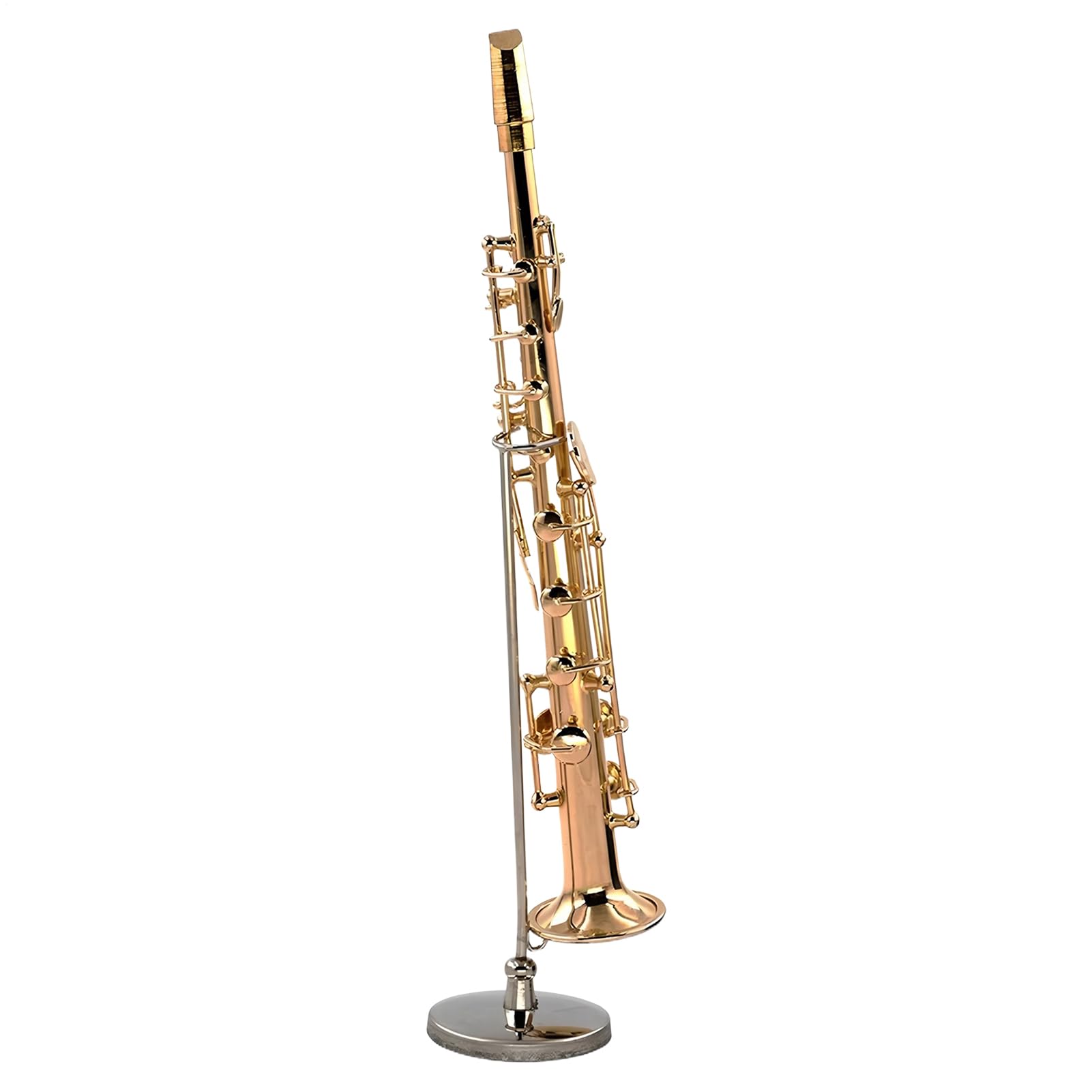 Modello di sassofono - strumento musicale in | Mini ornamento placcato oro | Sax soprano da collezione, decorazione per la casa, regalo per gli amanti della musica, espositore da scrivania