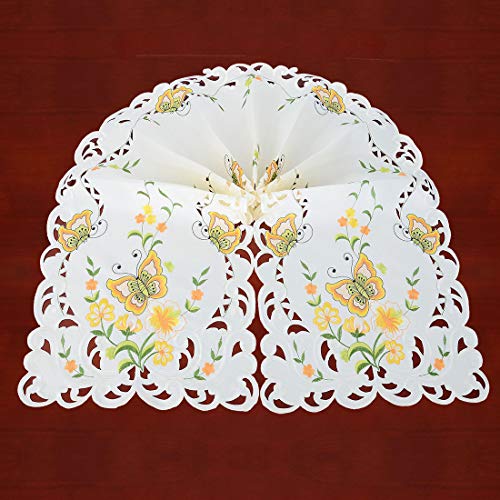 Simhomsen Spring Butterfly And Floral Table Runners, Dresser Scarf (Yellow, 14 × 54 Inch) #TOP1