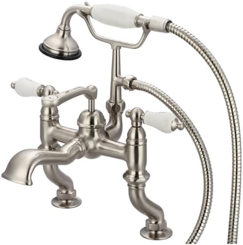 Water Creation F6-0004-02-AX Vintage Classic Adjustable Center Deck Mount Tub Faucet with Handheld Shower