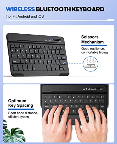 Moko Universal Keyboard Case For 7", 7.9", 8" Ipad Mini/Samsung Galaxy Tab A/Huawei Tablet, Lightweight Tablet Cover With Removable Wireless Bluetooth Keyboard, Black #TOP4