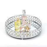 Feyarl Crystal Cosmetic Vanity Tray Perfume Makeup Decorative Tray with Anti-Scratch Real Glass Mirr