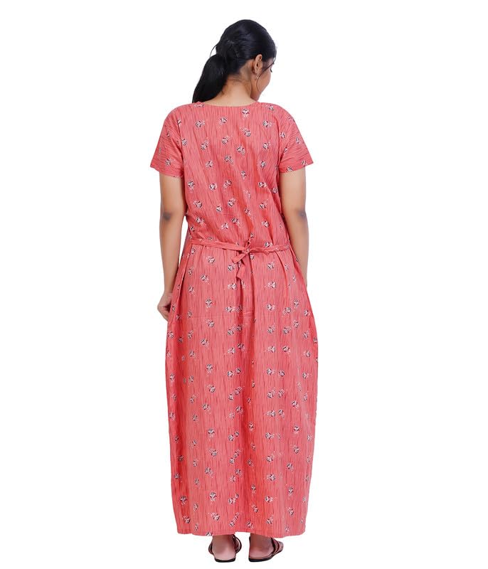 MENMAII Full Length [L-4XL] - Women's Full Open/Front Buttoned Multipurpose Nighty for Pregnancy/Elderly/Patient/Feeding/Hospital Purpose Nighty [a Kind of Adaptive Clothing]