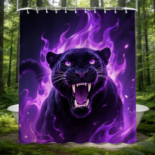 Rideau de douche polyester avec anneaux 200x200 cm style léopard