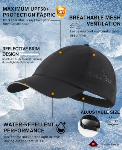 Image of Home Prefer Reflective Water Repellent Quick Dry Airy UPF50+ Sun Hat for Men Women Outdoor Sports Baseball Caps Unisex