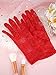 SATINIOR Lace Gloves for Women Tea Party Short Lace Gloves Courtesy Dressy for Cosplay Dinner Party Evening(Red)