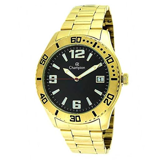 Relógio Masculino Champion Aço Inoxidável Dourado Mostrador Preto Analógico Resistente a Água Original 1 Ano de Garantia Ca31202u