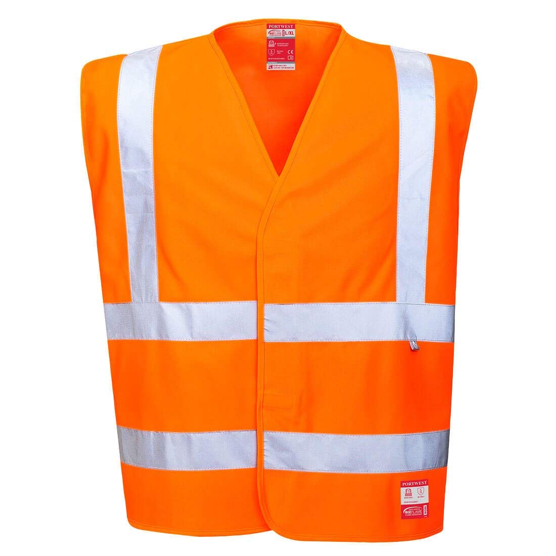 Portwest Chaleco De Alta Visibilidad Antiéstático - Resistente A La Llama, Tamaño: L/XL, Color: Naranja, FR71ORRL/XL