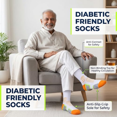 Image of Crew Socks for Women & Men Circulation, Ankle Compression for Diabetic and Neropathy Pain Relief, Swelling, Neuropathy, Runner, Nurses, Travel, Pregnancy, Flying
