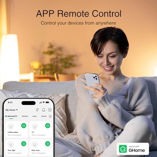 GHome Smart Plug, WiFi Smart Plugs Work with Alexa and Google Home, Smart Outlet Timer with APP Remote Control, 2.4GHz Wi-Fi Only, No Hub Required, ETL FCC Listed - 1