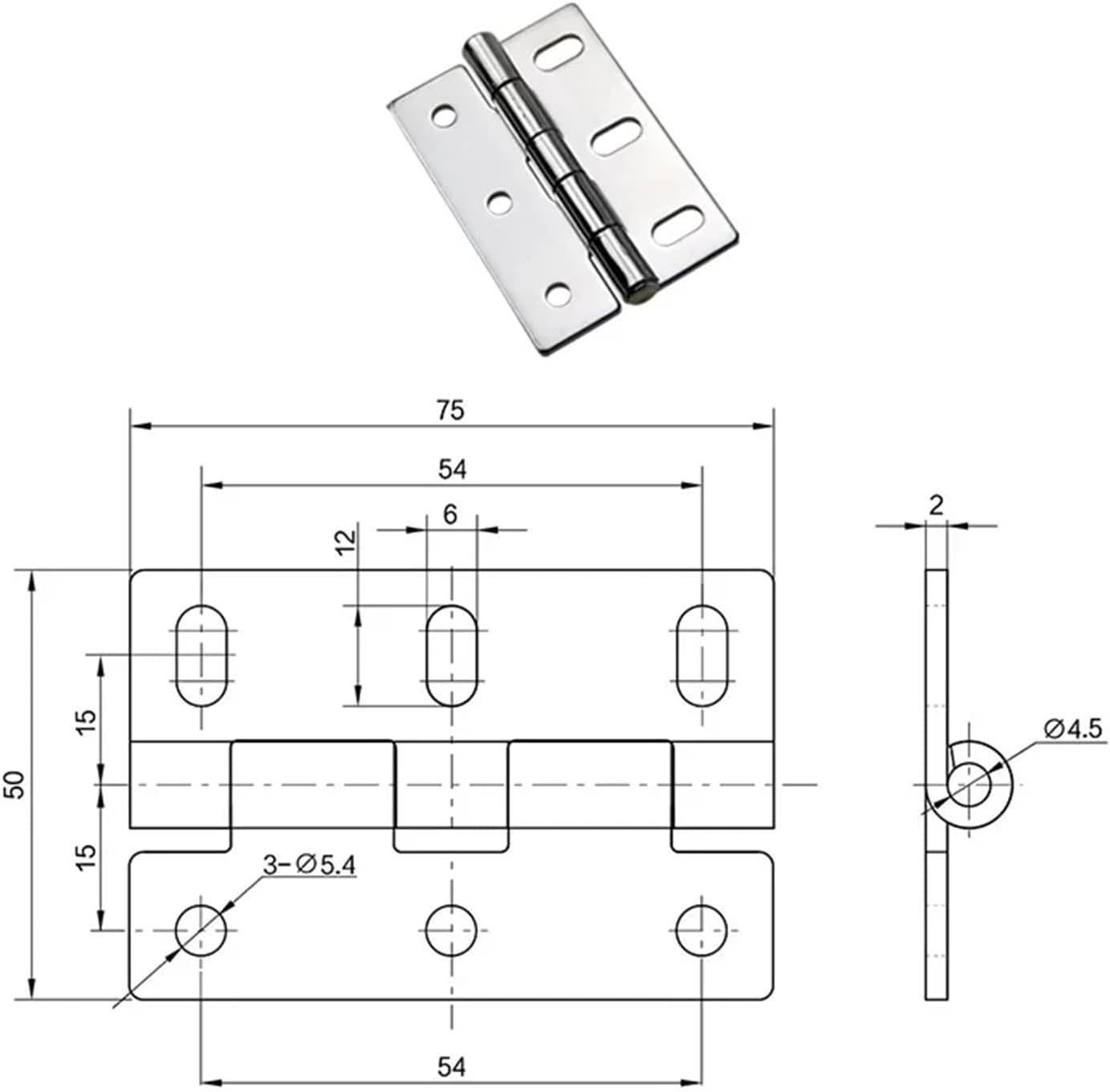 Stainless Steel Asymmetric Waist Hole Door Hinge 1Pcs(Black)