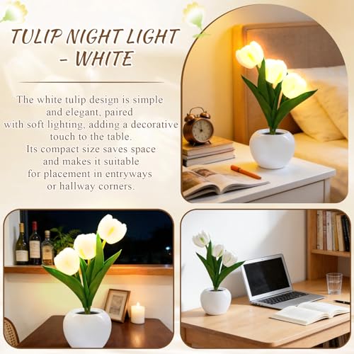 Dongcill Tulpen LED Lampe, Blumen Lampe LED,Tulpenlampe Led, Tulpen Nachtlicht, Tulpen Tischlampe, Lampe Schlafzimmer Nachttisch, Nachttischlampe, Valentinstag, Muttertag, Weihnachtsauswahl