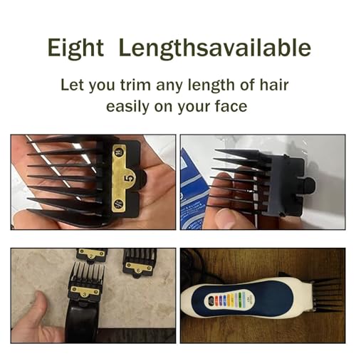 Updated 8pcs Hair Clipper Guards Set 1/16, 1/8, 3/16, 1/4, 3/8, 1/2, 5/8, 3/4inch (#0.5, #1, #1.5, #2,#3,#4,#5,#6), Clipper Combs & Guides for Barberology Model FX890 FX870 FX825 FX673 by JRSHOME