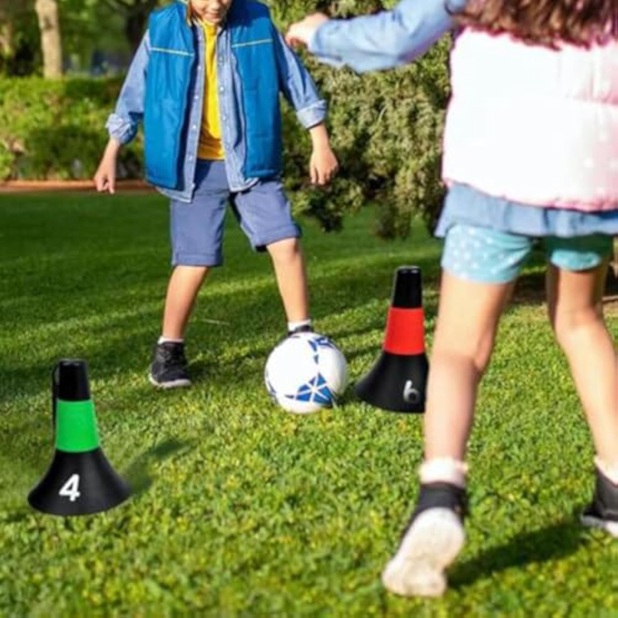 10x Football Training Cones, Mixed Colors