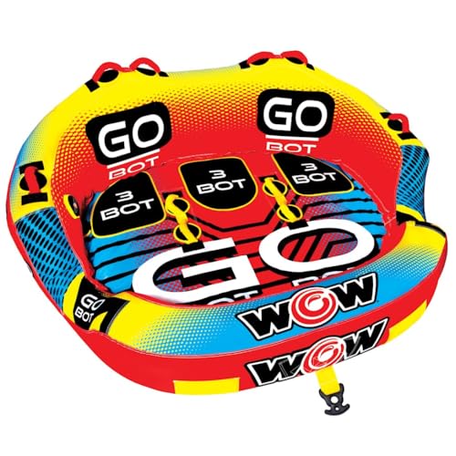 WOW Sports Go Bot Towable Tube - 1-3 Riders - 510 lb Capacity - Front & Back Tow Points - For Boating - Kids & Adults