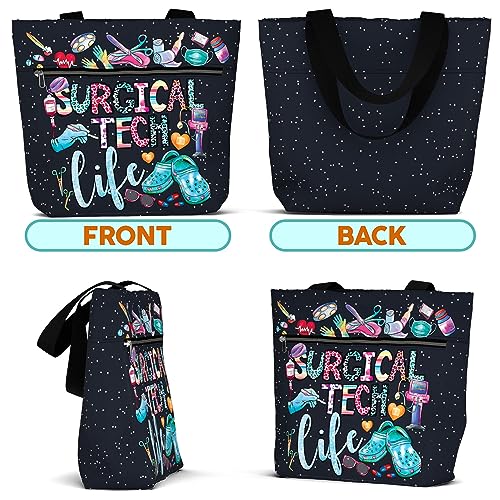 Image of 84hoods Large Waterproof Tote Bag with Pockets and Zipper for Work. Gift for Nurse. Shoulder Bag for Women.