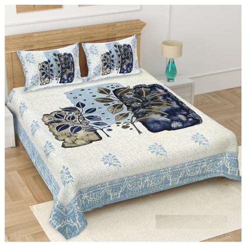 Image of Bedsheet Gulabi Nagri 100% Cotton Double Bed Size Bedsheet with Pillow for Room 93 By 108 Inches Room Decor Bedsheet